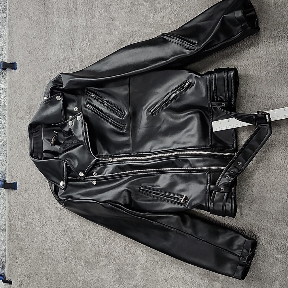 Benibos Faux Leather Jacket Women's Medium Motocross Motorcycle Black Punk